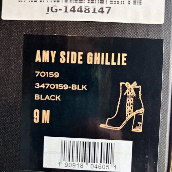 Frye Amy Side Ghillie Black Suede Leather Open Toe Ankle Boots Size 9M NWB - Picture 12 of 13